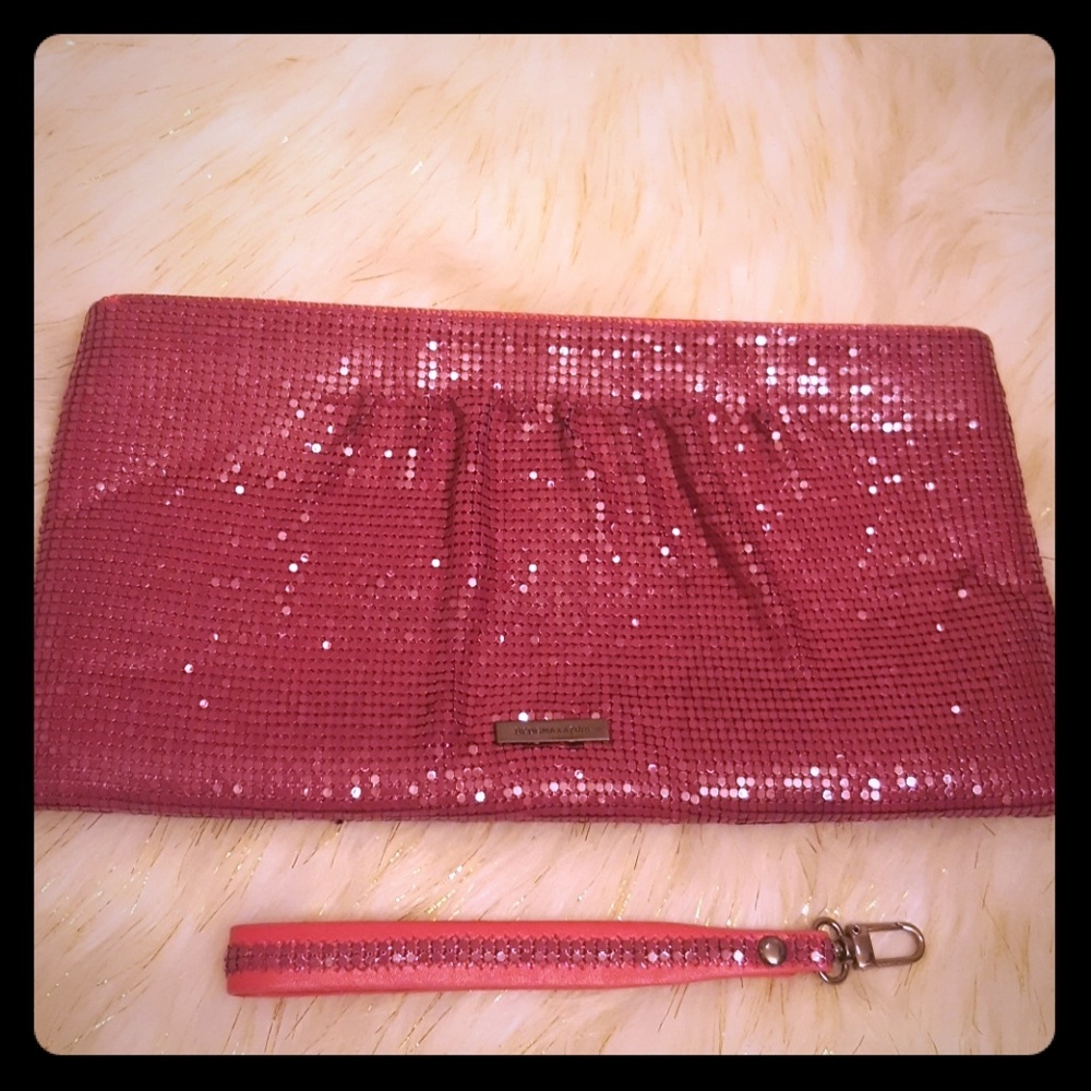 BCBG Maxazria Metal mesh clutch/wristlet